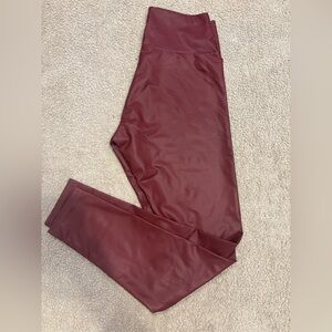 Burgundy Faux Leather Leggings